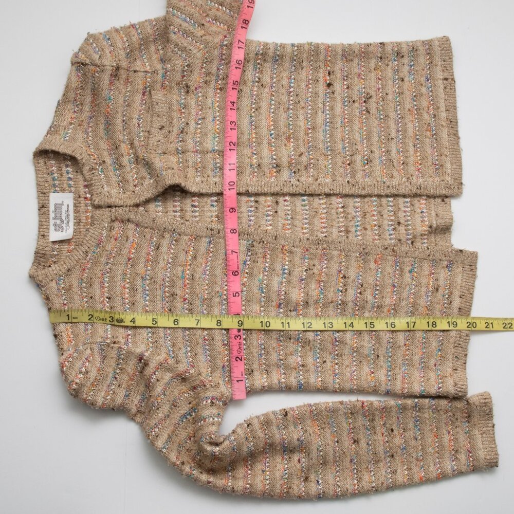 Vintage St. John Cardigan 1980s Sweater Saks Fifth Avenue Knit Multicolor Tan XS - Picture 6 of 6